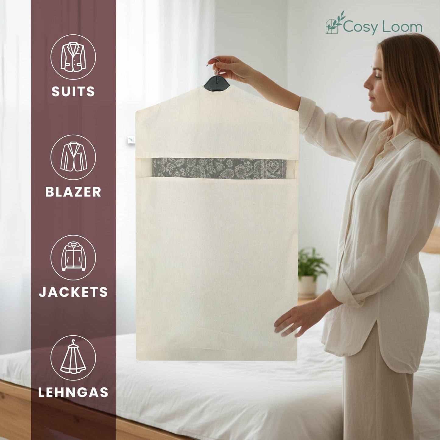 multipurpose hanging garment cover for suits, blazers, jackets & lehengas