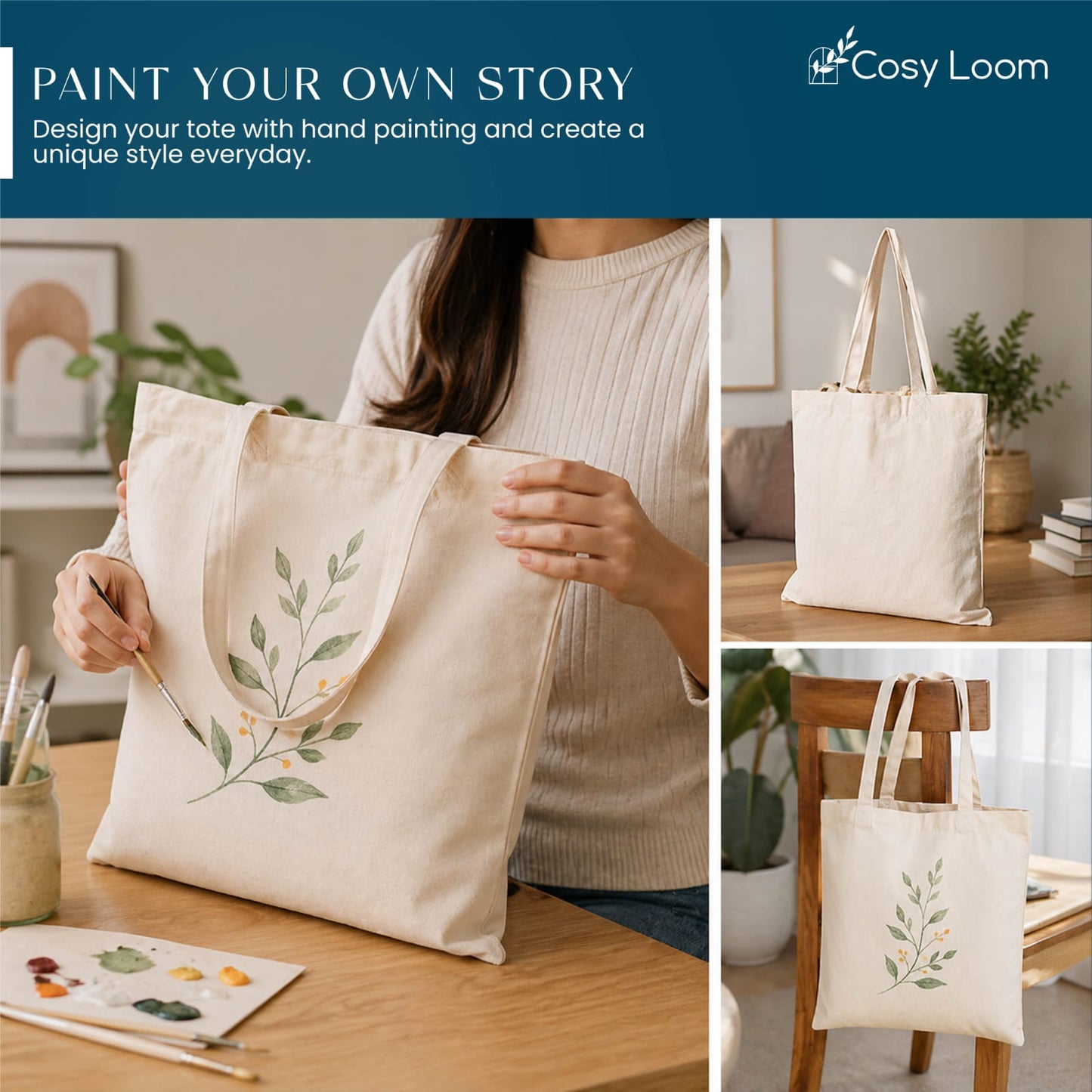premium cotton tote bag – pack of 4