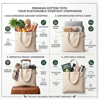 Premium Cotton Tote Bag (Pack of 2)